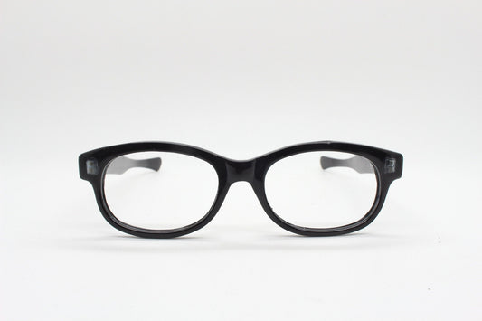 90s vintage black glasses. 60s design low profile rectangular straight arm optical frames. Prescription eyeglasses. RX Spectacles. BNWT NOS