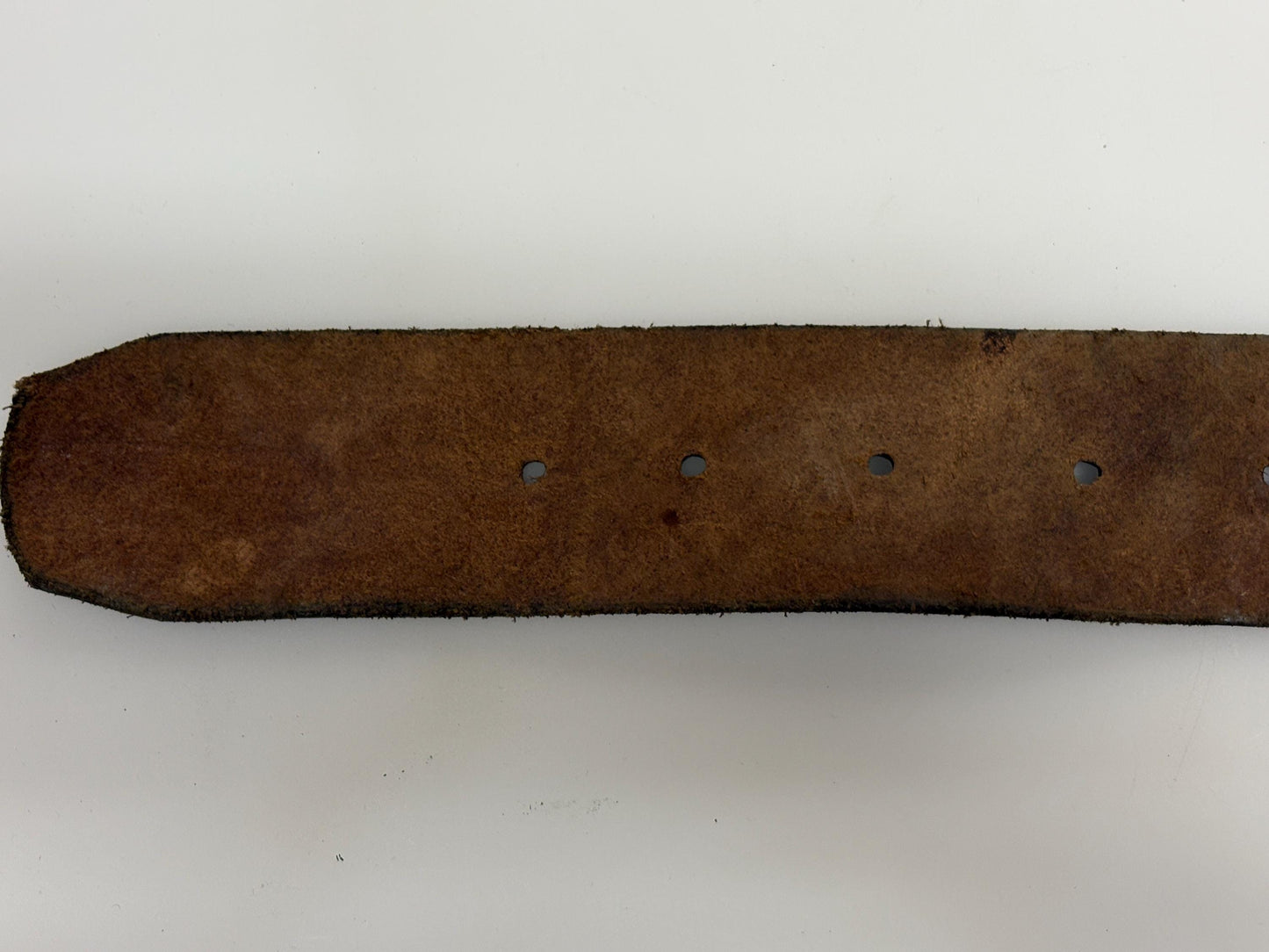 70s vintage brown triangles genuine leather western cowboy belt with big brass changeable buckle. Union Pacific Railroad. Thick cowhide.