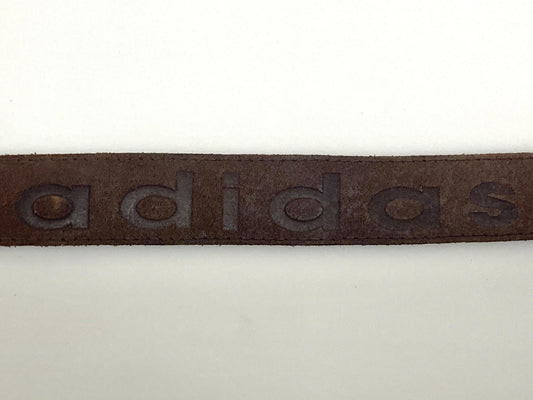 Adidas 90s vintage thick brown genuine leather belt for jeans with solid buckle. Suede finish with cool stamped logo's. High grade cowhide