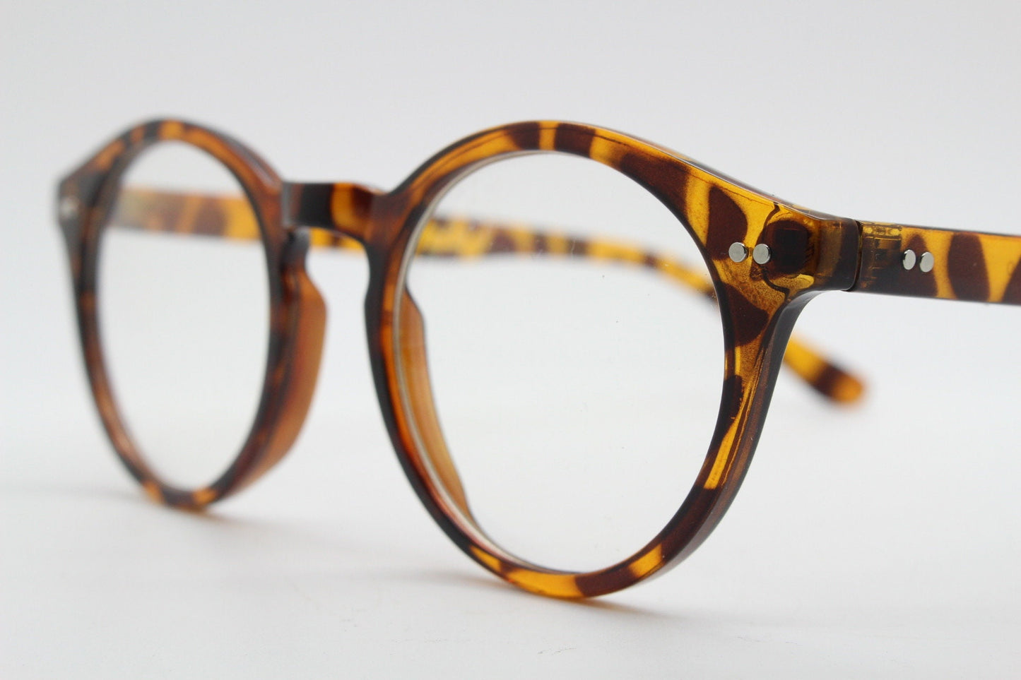 90s vintage small round glasses. 30s, 20s style tortoise optical frames. Prescription eyeglasses with clear lens. RX. Oval NOS spectacles