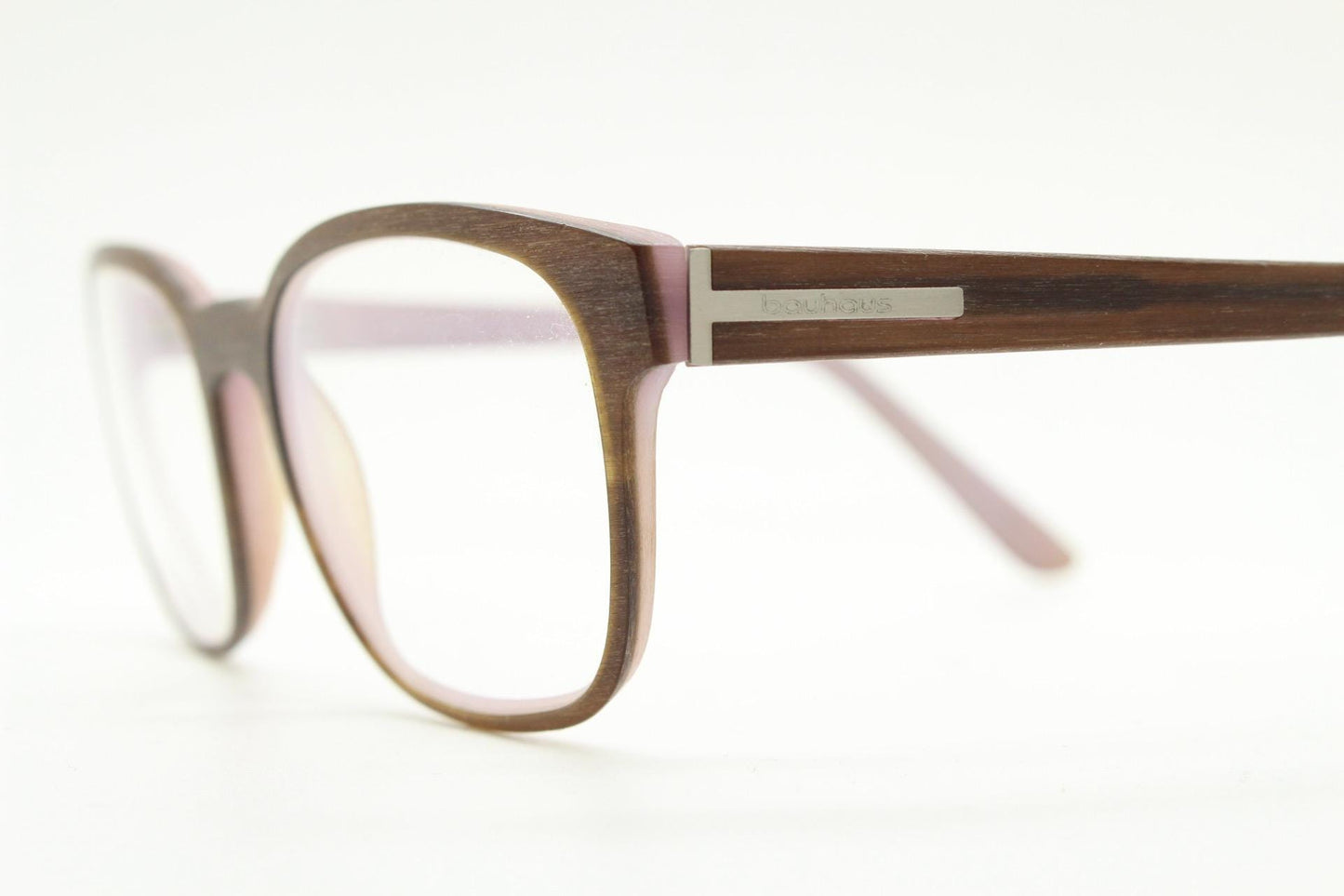 Bauhaus rectangular brown vintage eye glasses. Superior quality 'wood' look acetate optical frame. Prescription RX Spectacles