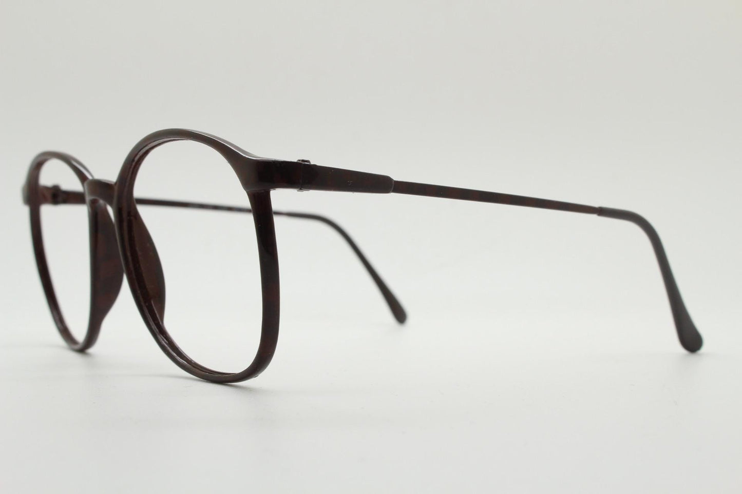 80s vintage dark brown round eye glasses. Slightly oversized slender optical frames. Prescription eyeglasses. RX spectacles