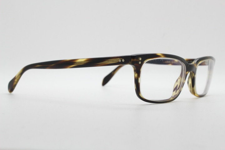 Oliver peoples rectangular eye glasses hand made in Italy. Honey tortoise acetate optical frame. Prescription eyeglasses. RX Spectacles