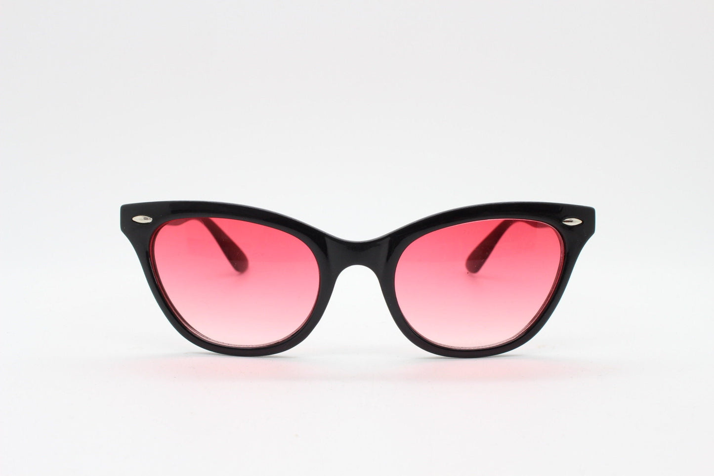 Vintage 90s pointed cat eye sunglasses. Womens black frame cateye with sizzling red lenses. 50s style rockabilly, pin up. NOS catseye