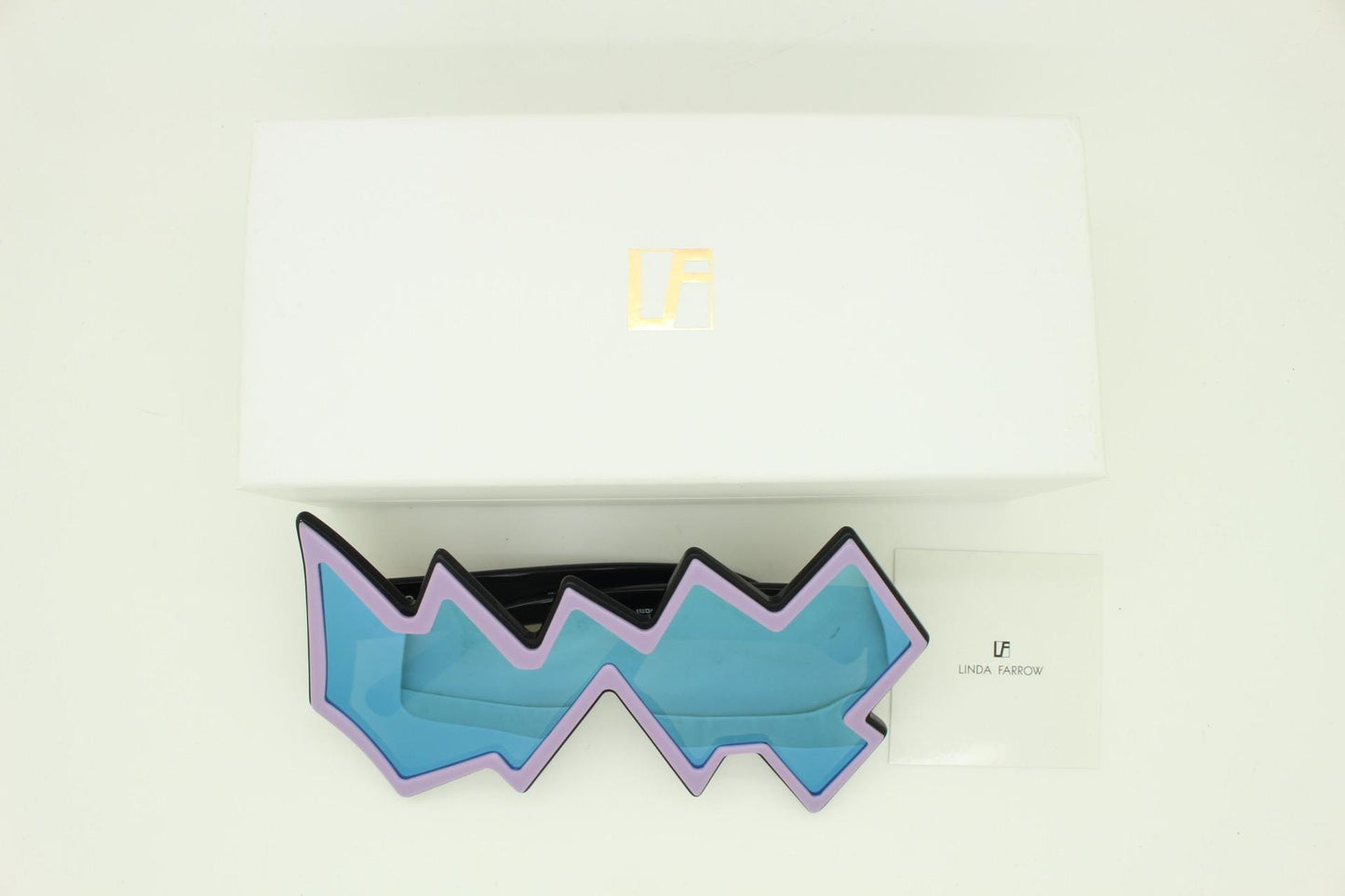 Linda Farrow zig zag sunglasses by Sibling. True original fantasy design that caused a thousand copies. Luxe Gallery Projects. Vintage. NOS