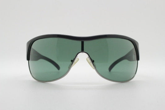 Emporio Armani oversized wrap around shield sunglasses made in Italy. Oversized curved mono lens mask design. Y2k vintage visor NOS. 2000s