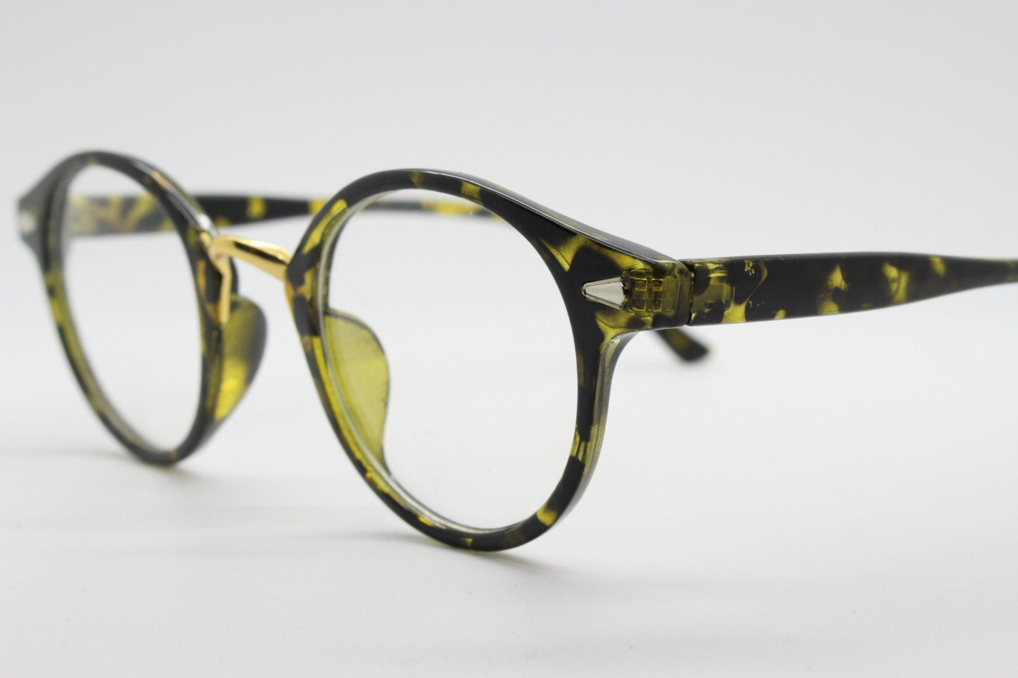 90s vintage round frame glasses. Tortoise with gold bridge optical frames. 40s, 50s design clear lens prescription eyeglasses. RX