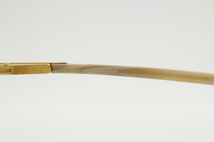 Versace rectangular 90s vintage small eye glasses made in Italy. Beige animal horn look acetate optical frames. Prescription eyeglasses. RX