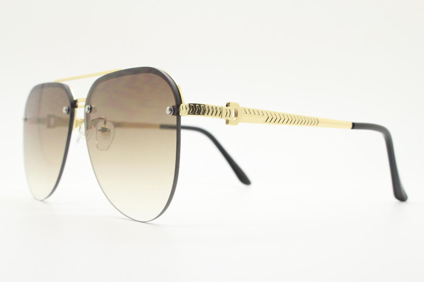 Y2K vintage half frame aviator sunglasses. Slightly large teardrop shape with greywell judged lens tone graduation. Unused 2000s NOS