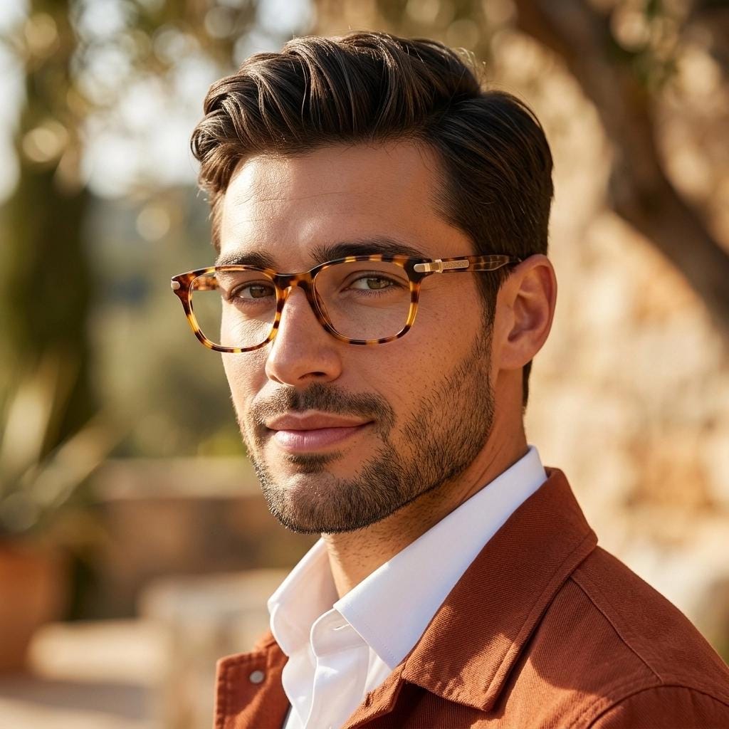 Cerruti 1881 rectangular eye glasses. Vibrant honey tortoise gloss acetate optical frame. Mens 90s vintage prescription. RX spectacles