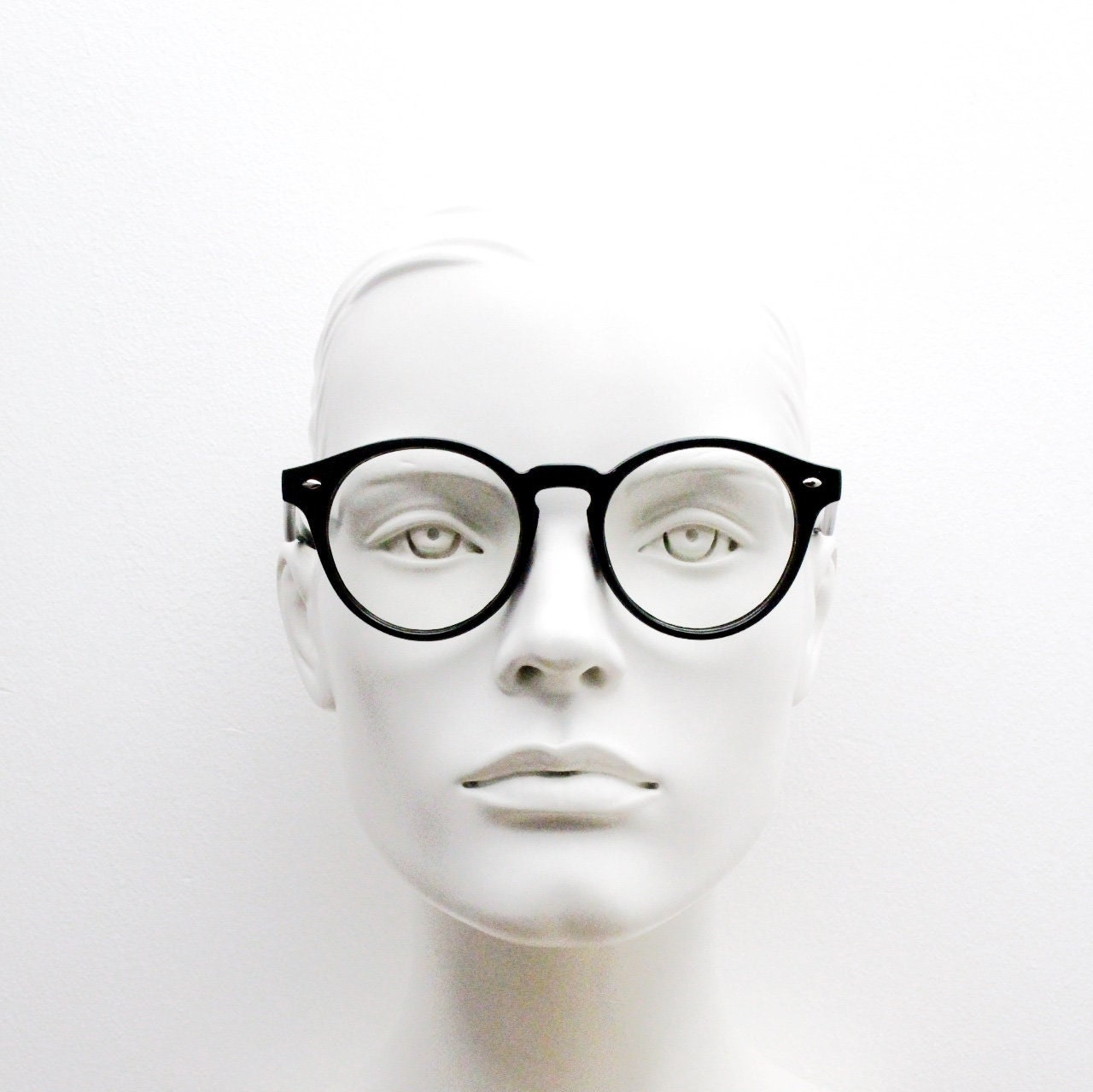 90s vintage black rounded wayfarer style glasses. Black gloss optical frames with clear lenses. Prescription eyeglasses. RX spectacles