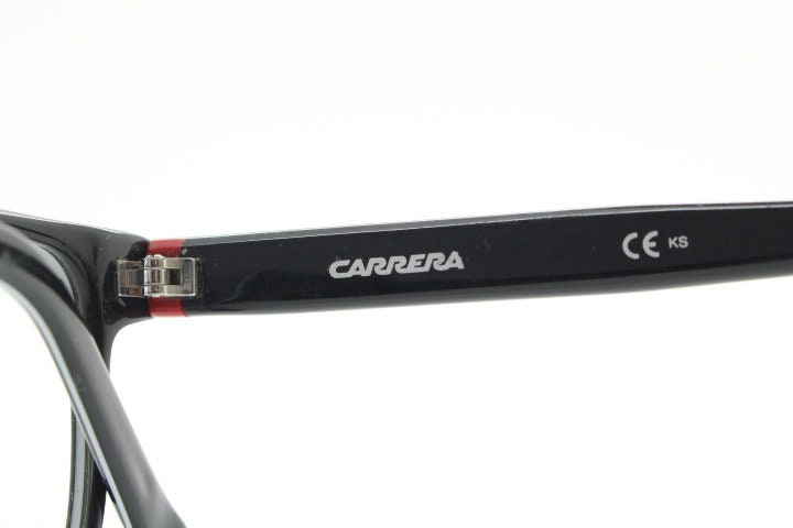 Carrera rectangular eye glasses. Black and white layered acetate optical frames. Prescription eyeglasses. Vintage RX spectacles