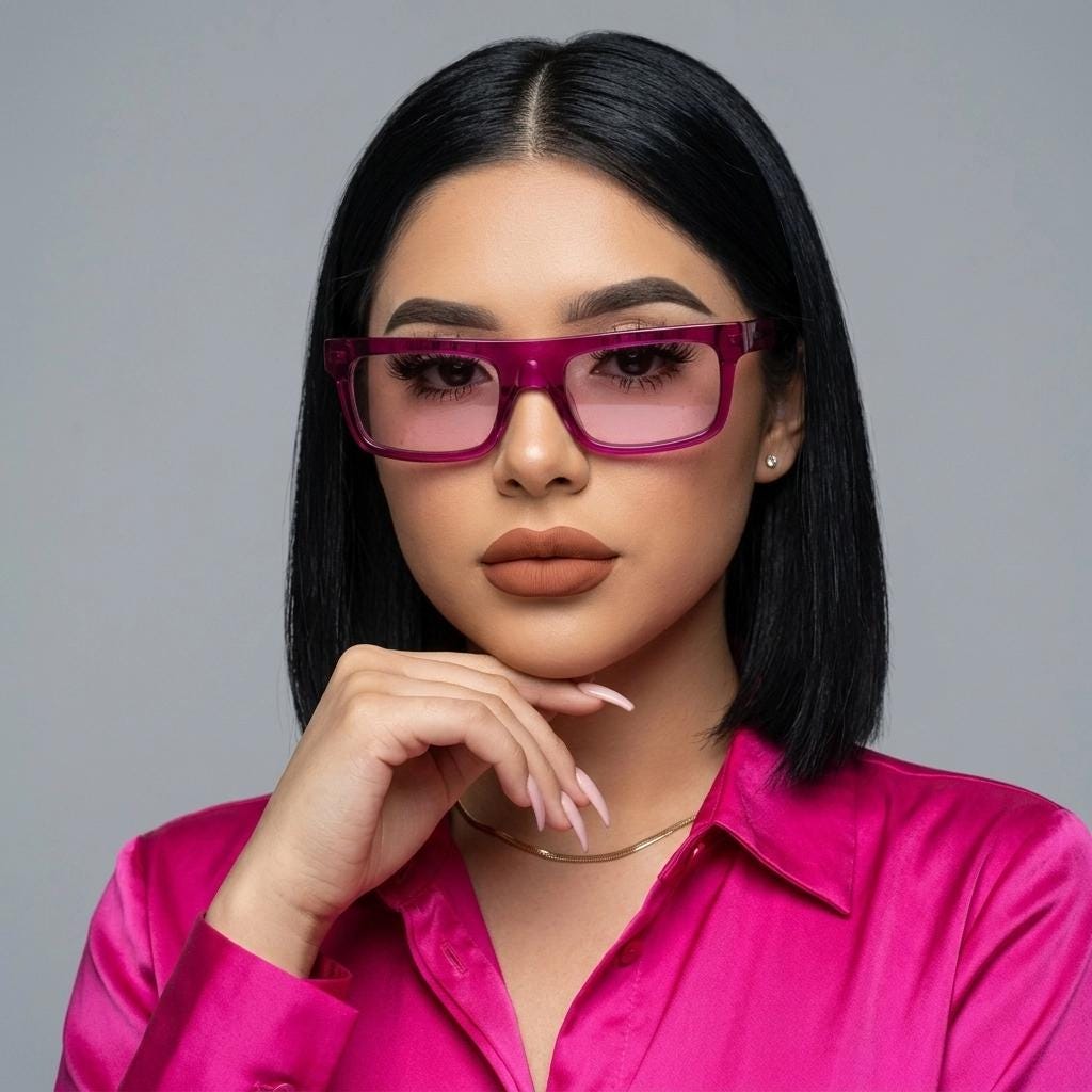Kaleos rectangular flat top sunglasses. Shocking pink acetate chunky frame with same colour lenses. BNWOT