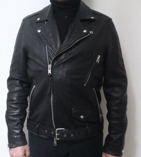 Allsaints black motorcycle jacket with. Genuine lambs leather hip length biker with fixed adjustable belt. BNWOT. Over 30% sale rrp 469 GBP