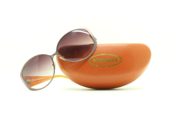 Missoni Y2K big round vintage sunglasses. Deep purple acetate frame with metallic satin finish front with graduating lenses. Womens NOS