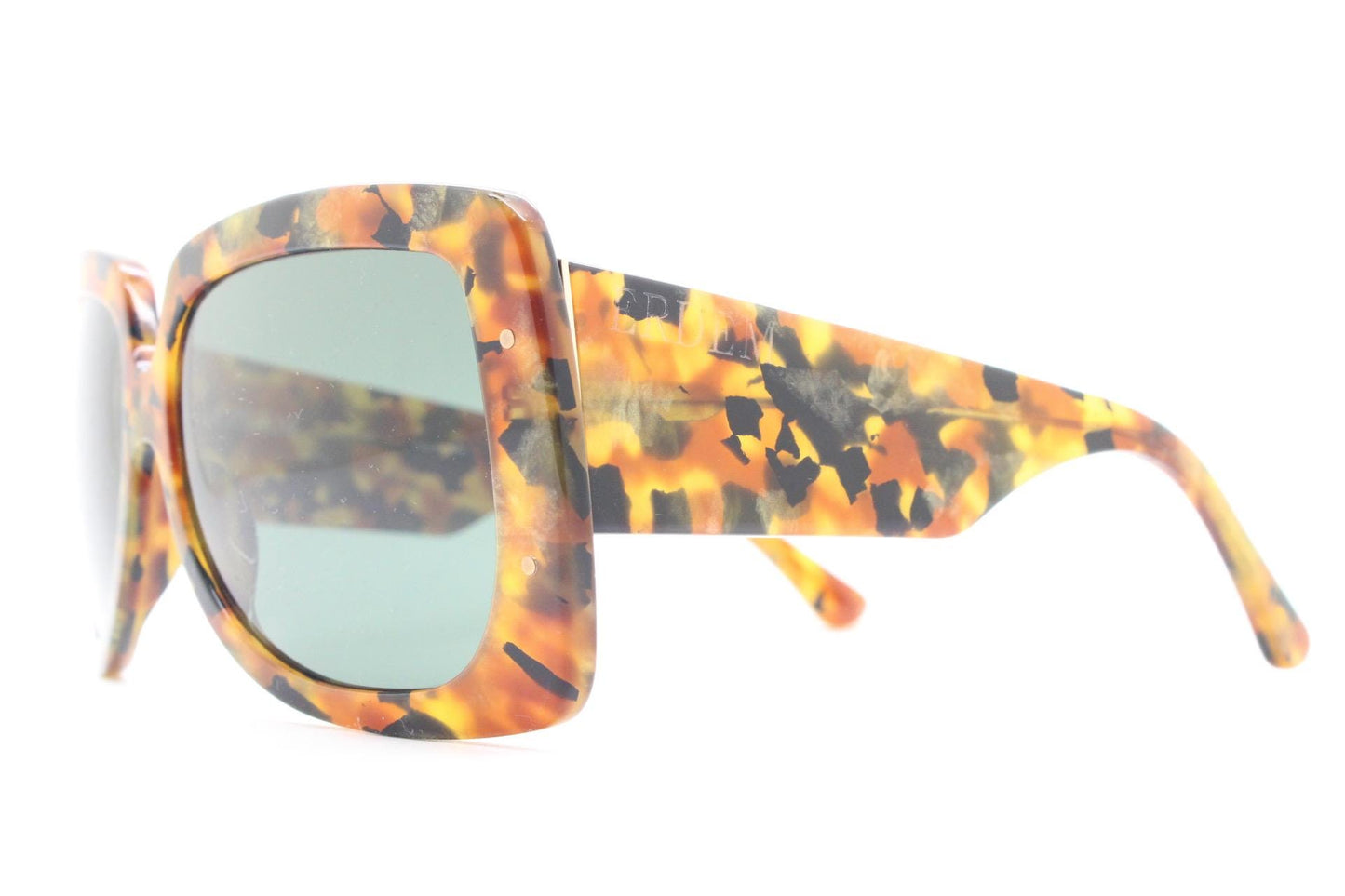 Erdem oversized square sunglasses made in Japan by Linda Farrow. Exquisite autumnal coloured acetate. Gallery Projects Vintage. NOS Full Set