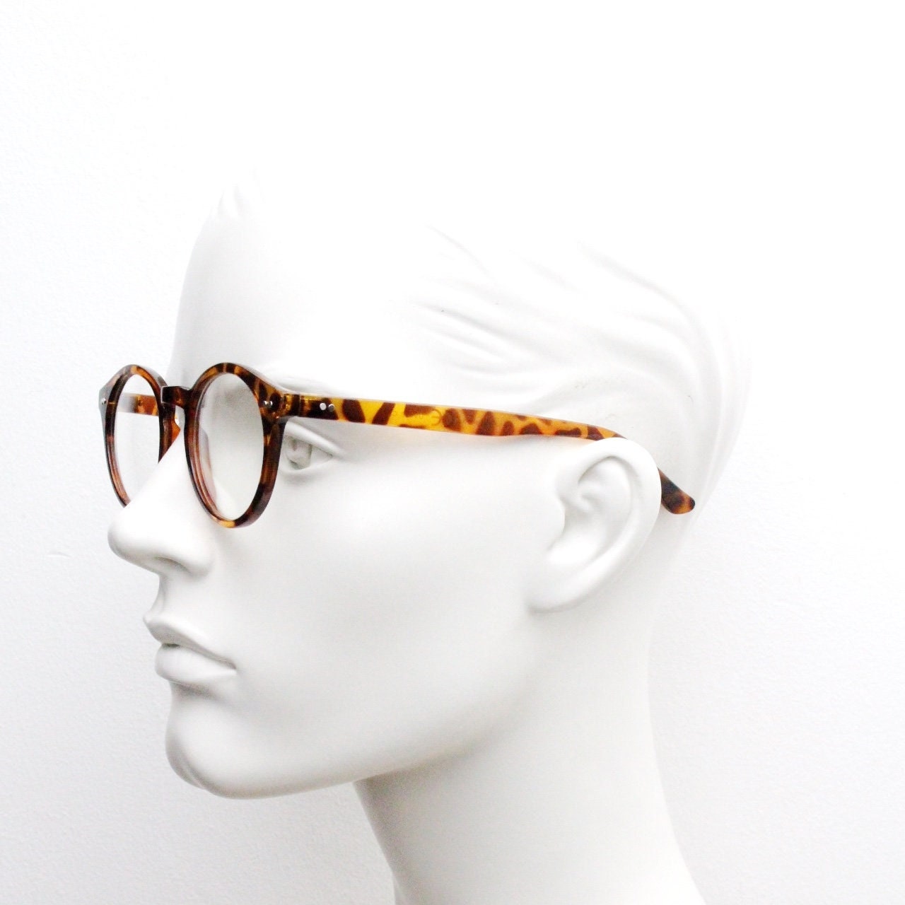 90s vintage small round glasses. 30s, 20s style tortoise optical frames. Prescription eyeglasses with clear lens. RX. Oval NOS spectacles
