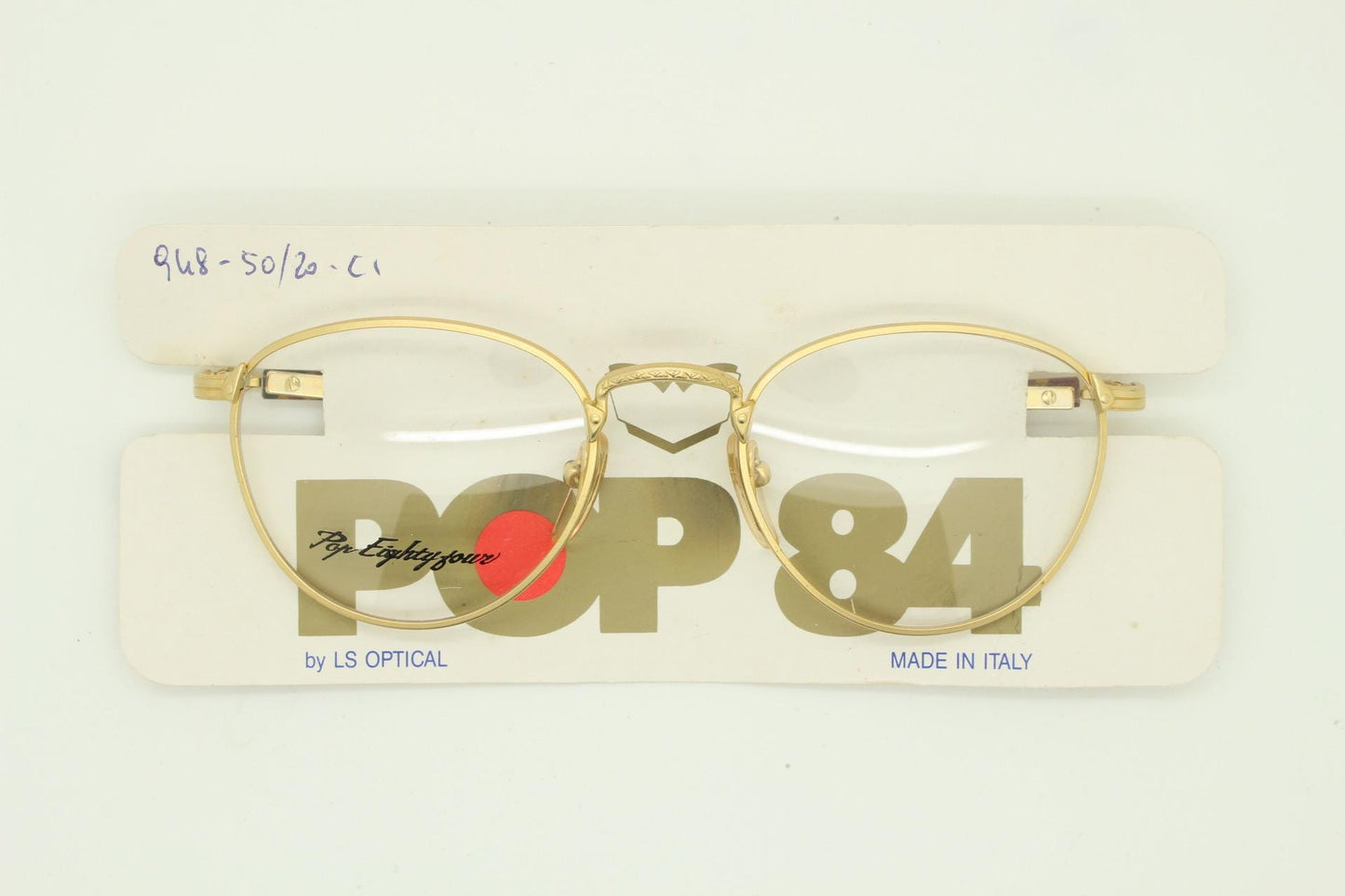 80s vintage round panto metal eye glasses by LS optical made in Italy. Satin finish yellow gold optical frames. Prescription RX. Unused BNWT