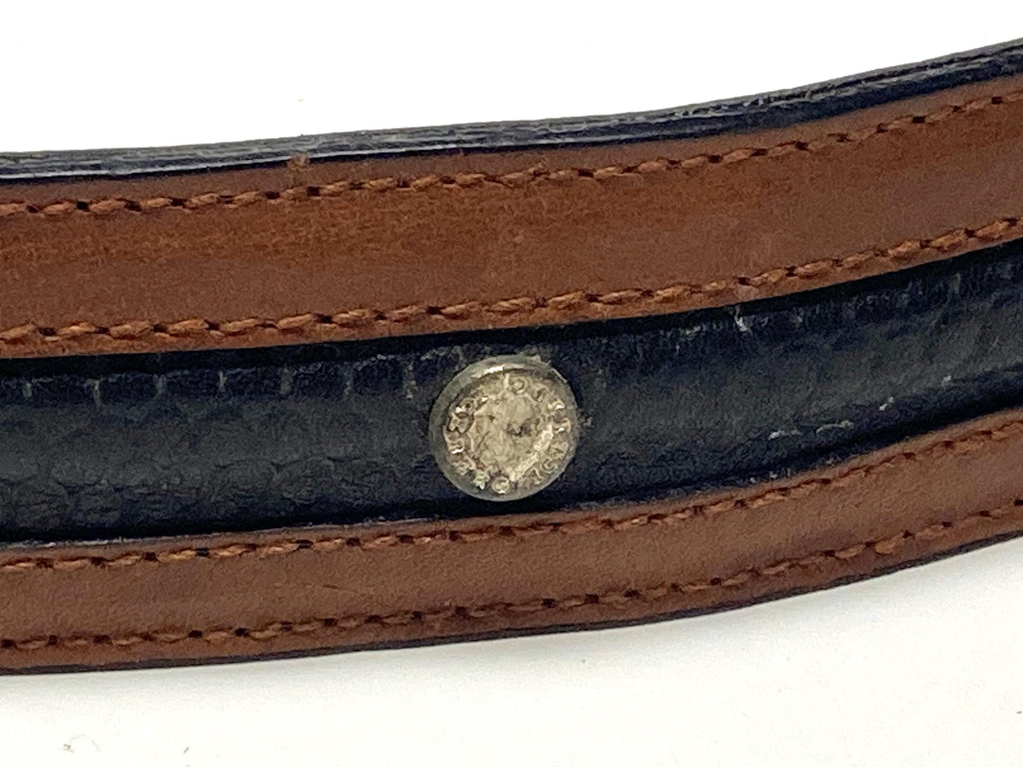 Iceberg 90s vintage black and brown genuine leather belt with big silver buckle depicting bucking bronco's. Made in Italy. BNWT. NOS