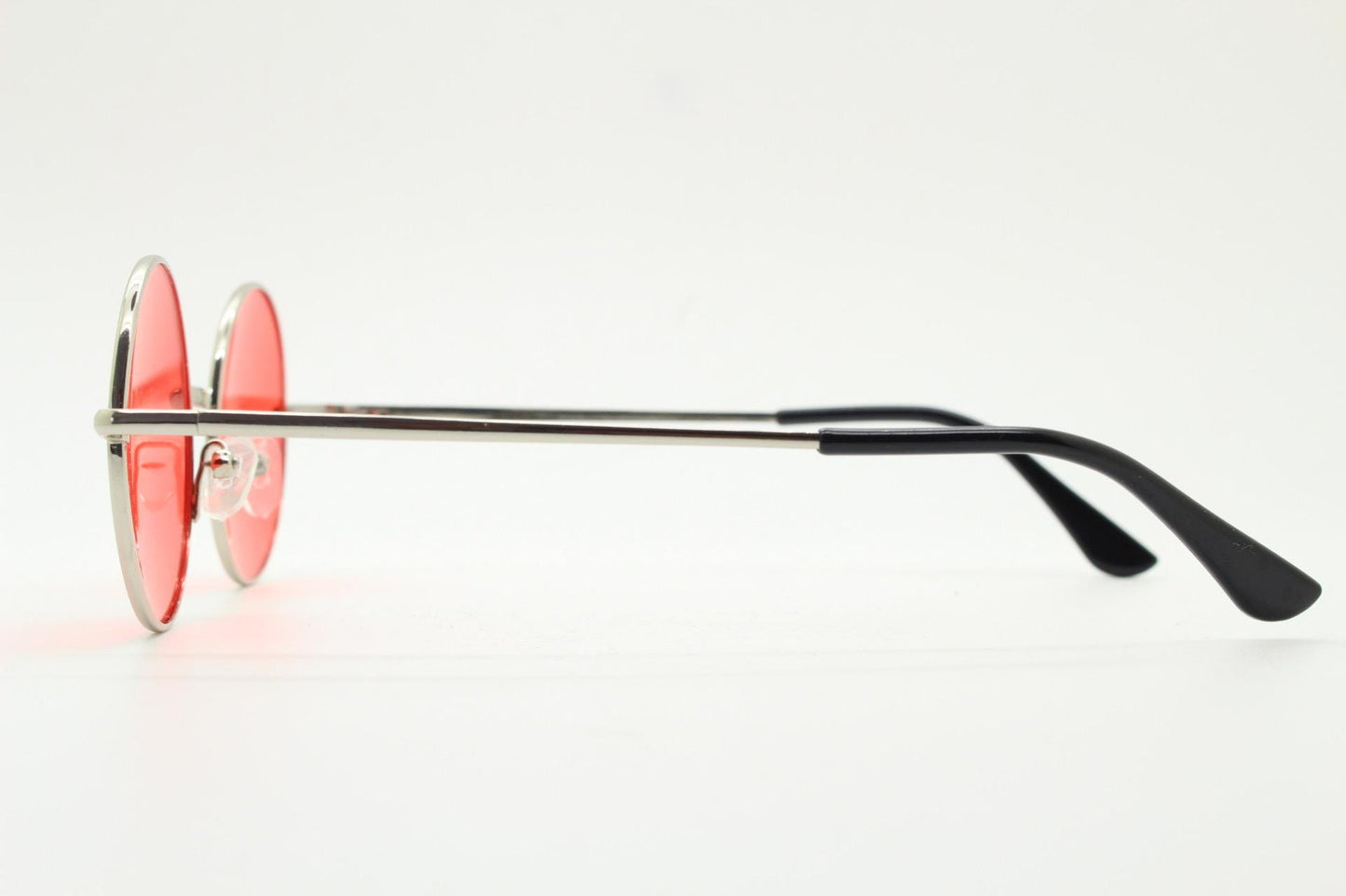 90s round vintage sunglasses. Silver chrome metal frame with intense red lenses. 1920's style. John Lennon. Steampunk teashades. BNWT