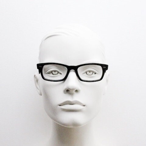 Etnia Barcelona rectangular eye glasses model Brighton. Dark check granite grey thick acetate optical frame. Prescription vintage RX