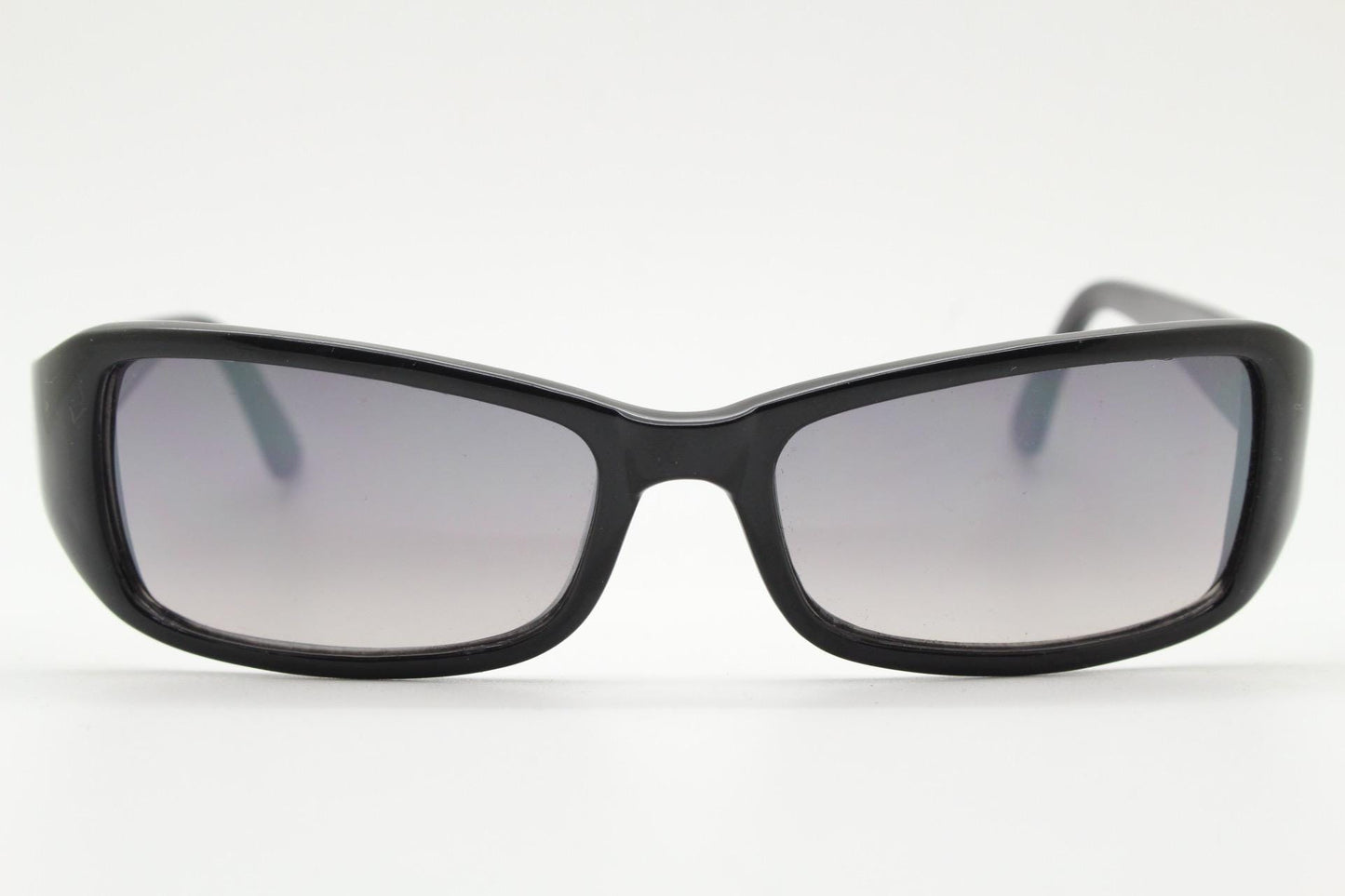 90s vintage rectangular curved wraparound sunglasses. Womens aerodynamic quality black acetate cat eye frame. Minimal shield design. NOS