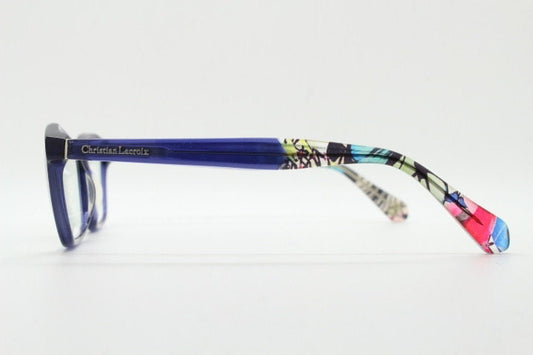 Christian Lacroix modified cat eye glasses. Artistic patterned acetate optical cateye frames. Prescription RX eyeglasses
