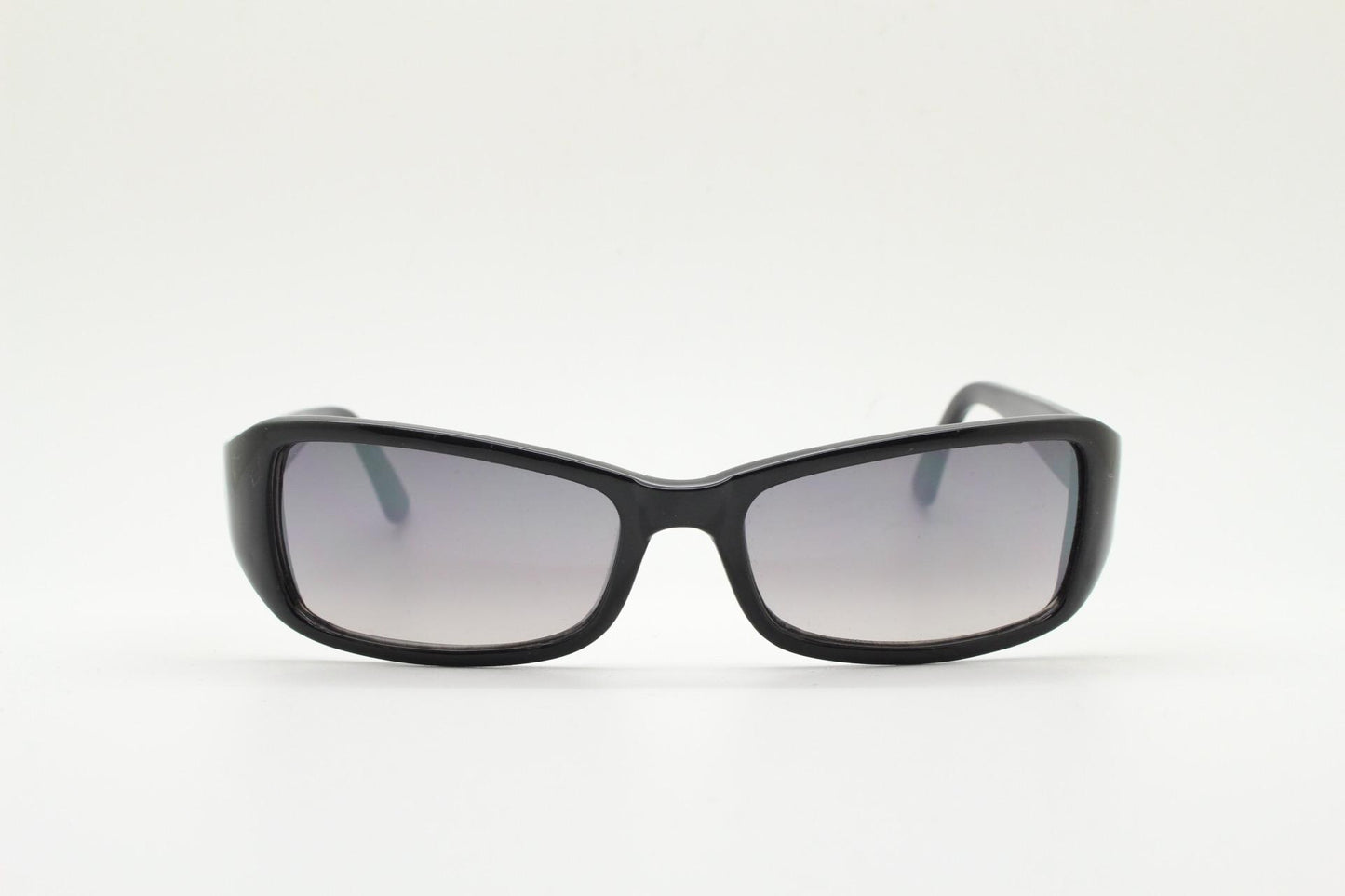 90s vintage rectangular curved wraparound sunglasses. Womens aerodynamic quality black acetate cat eye frame. Minimal shield design. NOS