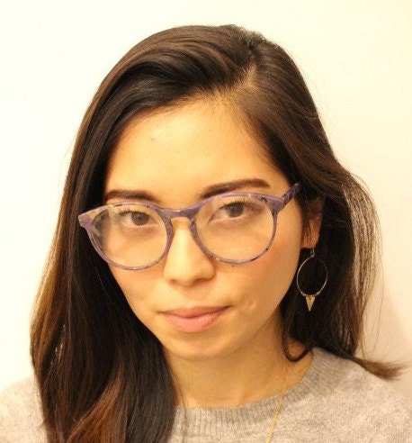 Collezione Azzurro vintage round eye glasses from Italy. Authentic 80s purple marbled acetate optical frame. Prescription RX eyeglasses
