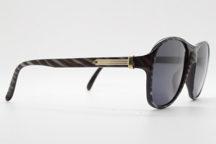 Christian Dior monsieur 80s vintage small square aviator sunglasses model 2311 made in Germany from Optyl. Grey striped frame. NOS