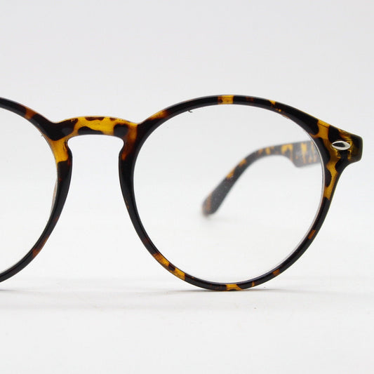 90s vintage round slim frame glasses. Tortoise gloss optical frames with clear lenses. Prescription eyeglasses. RX spectacles