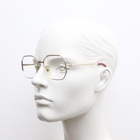 Christian Dior 80s vintage octagon eye glasses. Angular sided metal optical frame with barley twist detail. Prescription eyeglasses. RX