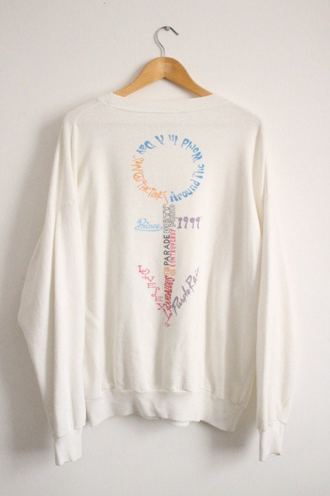 Prince fan collectors vintage 90s sweatshirt. Massive spell out 'Symbol' in song title graphic. Baggy crew neck pullover. Round neck jumper