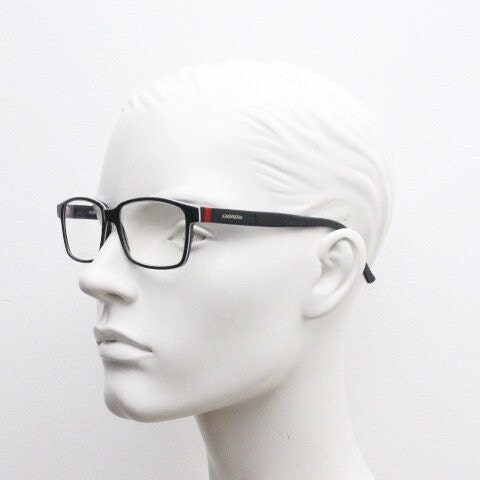Carrera rectangular glasses. Black and white layered acetate optical frames. Prescription eyeglasses. Vintage RX spectacles
