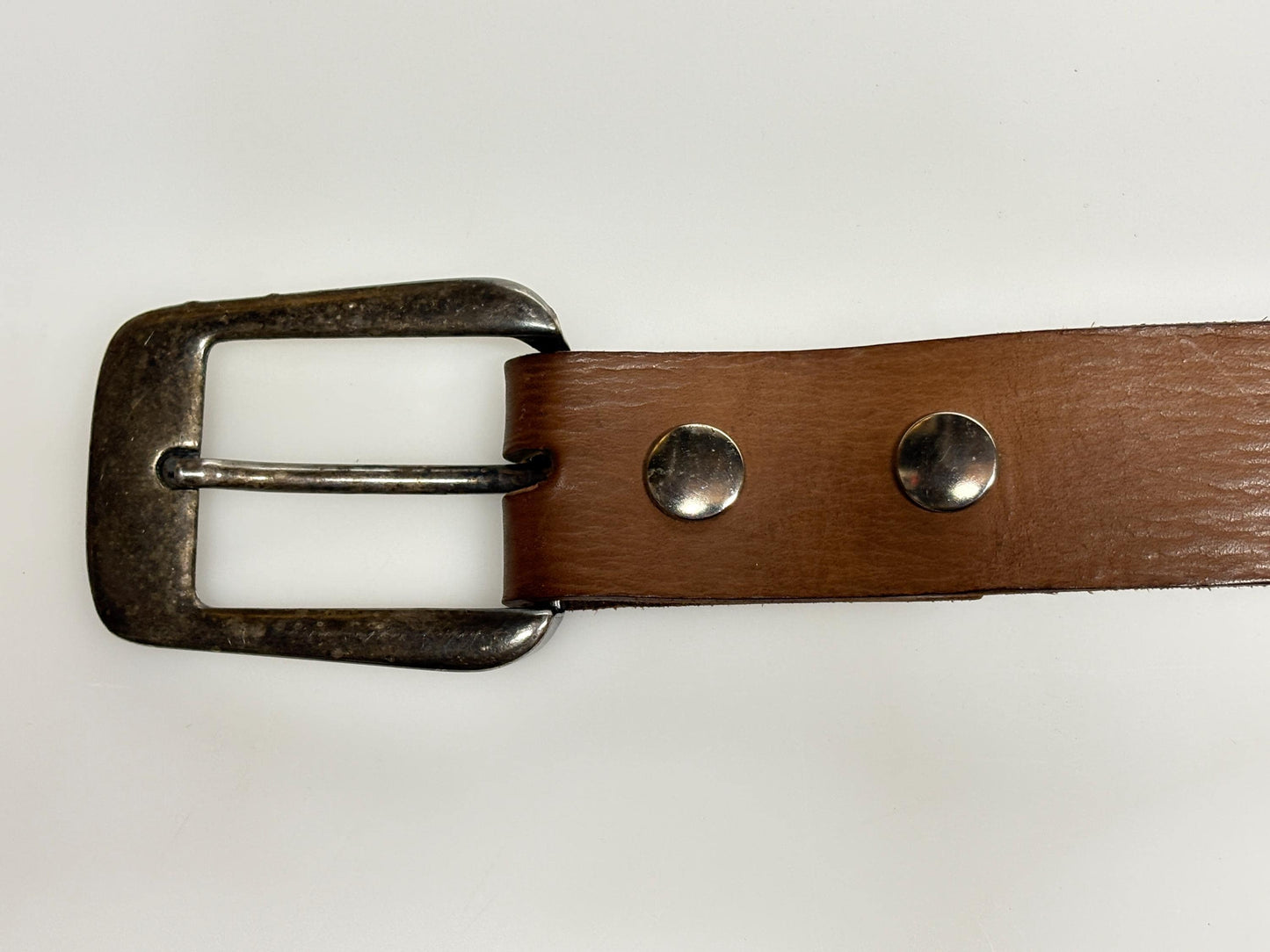 60s vintage thick brown leather belt with large brass changeable buckle. Made from genuine premium textured cowhide for jeans or trousers