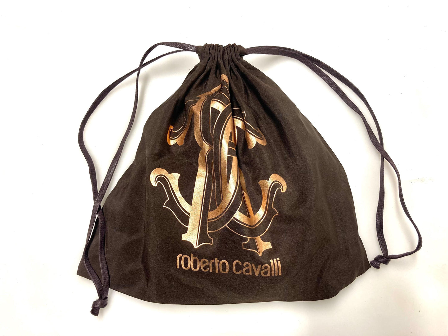 Roberto Cavalli Y2K vintage belt. Brown velvet with tape edge, Logo 'shield' buckle and leather back. Made in Italy. Mens NOS with dust bag