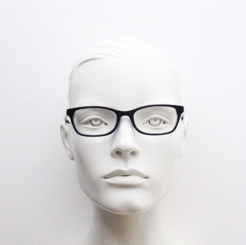 Superdry rectangular low profile eye glasses. Black gloss layered acetate optical frames. Prescription eyeglasses. RX spectacles