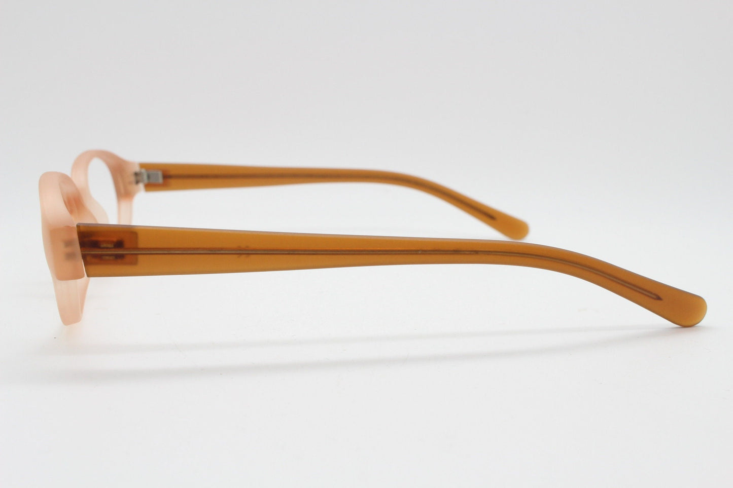 90s vintage 2 tone glasses. Frosted peach cat eye optical frame with brown arms. Prescription eyeglasses. RX cat eye Spectacles. Unused NOS