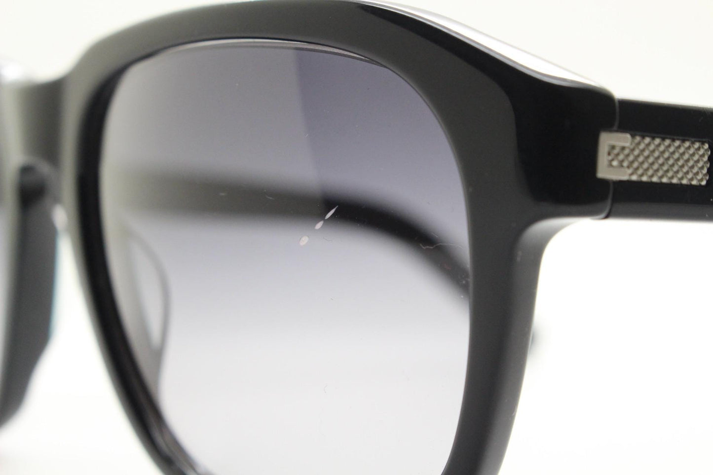 Jack Spade plain black rectangular sunglasses. Solid acetate frame with grey graduating lenses. Mens vintage 60s mod design. Keyhole bridge