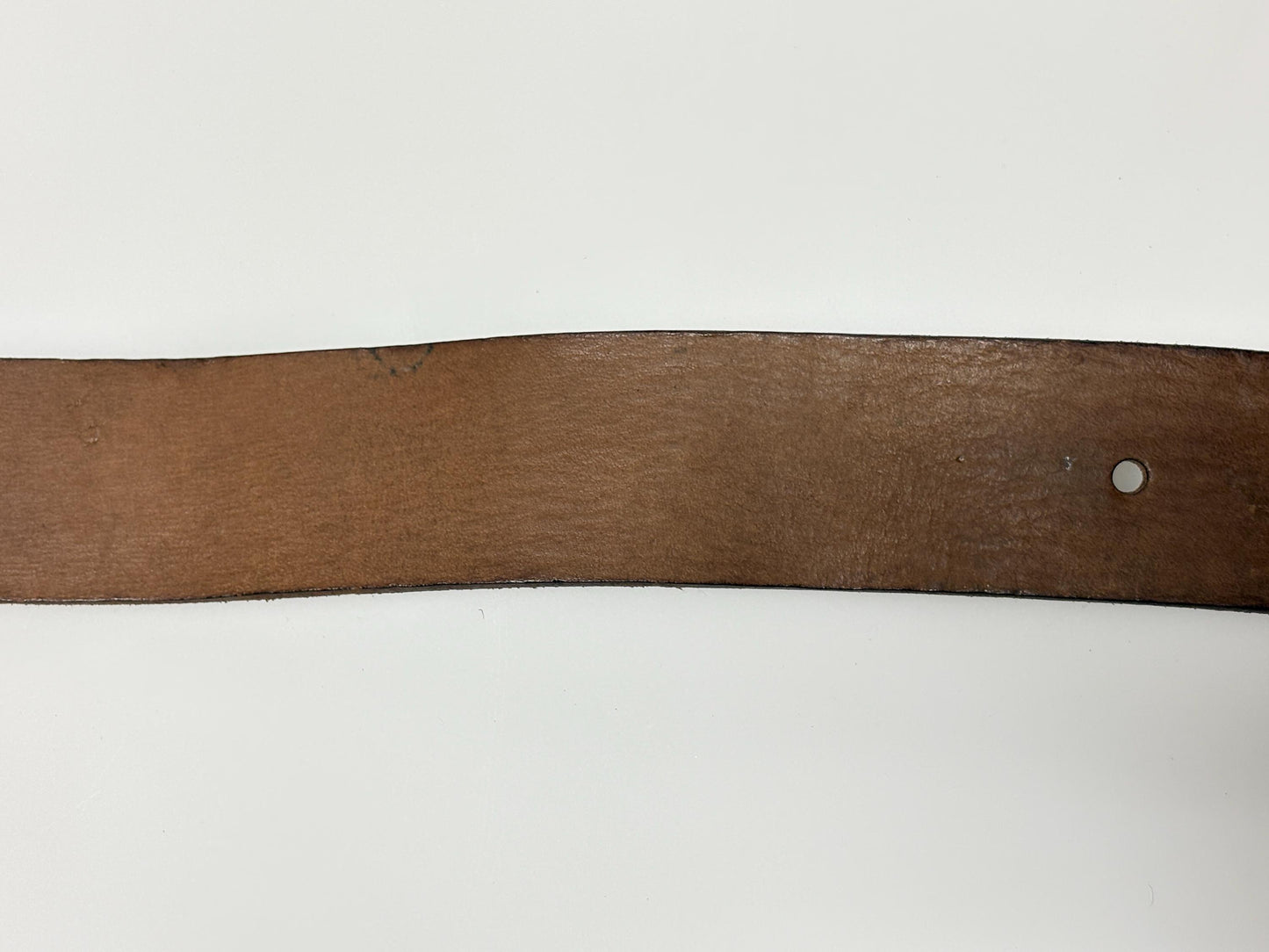 60s vintage thick brown leather belt with large brass changeable buckle. Made from genuine premium textured cowhide for jeans or trousers