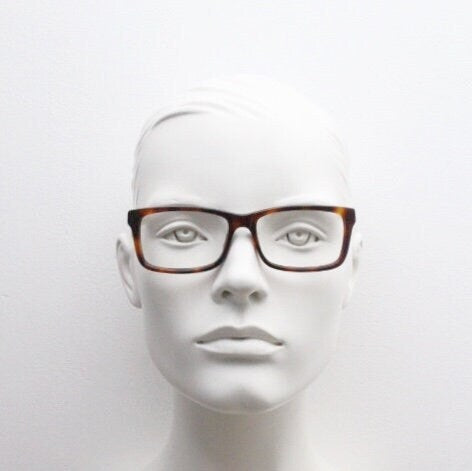 Hugo Boss rectangular glasses. Mottled brown acetate optical frames with transparent arms. Prescription eyeglasses. RX Spectacles