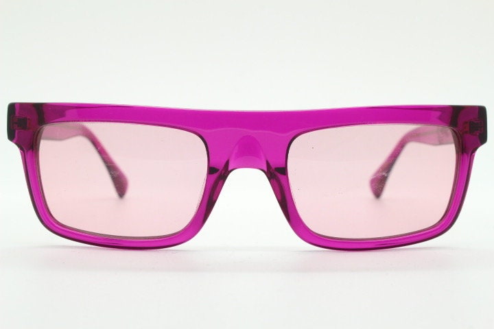 Kaleos rectangular flat top sunglasses. Shocking pink acetate chunky frame with same colour lenses. BNWOT