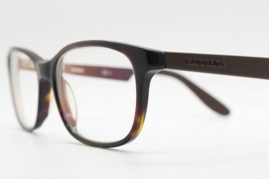 Carrera rectangular eye glasses. Mottled tortoise acetate optical frames with matt brown arms. Prescription eyeglasses. Vintage RX