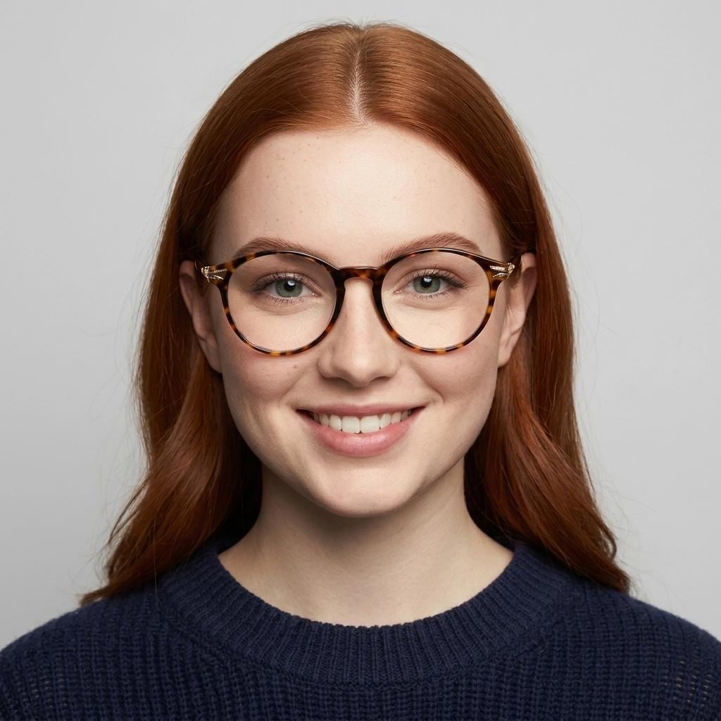 90s vintage round glasses with tortoise front and gold embossed arms. 40s, 50s style prescription optical frames. Clear lens eyeglasses. RX