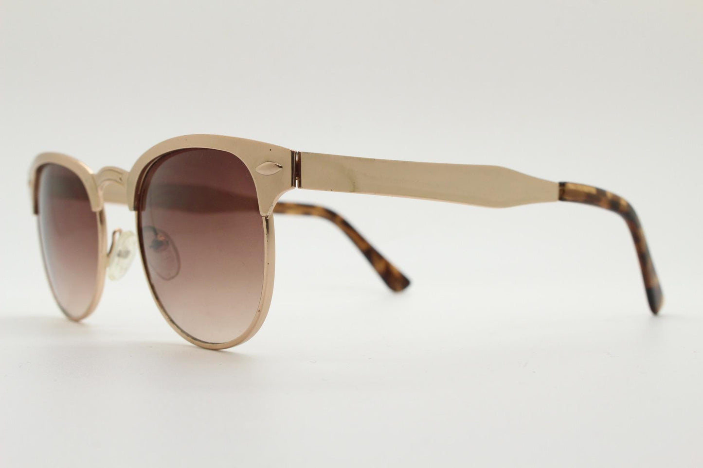 90s vintage gold browline sunglasses. All time classic  50s, 60s design in solid metal satin finish frame with brown lenses