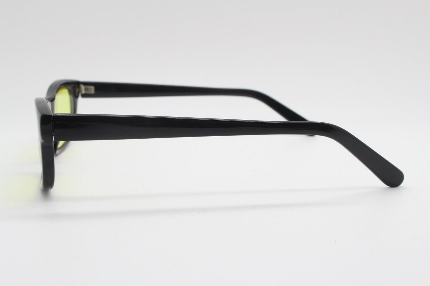 80s vintage rectangular sunglasses. Low profile slim black frame with psychedelic mod light tone canary yellow lenses. BNWT. NOS