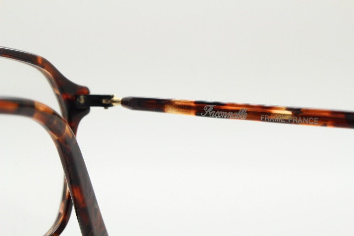 Faconnable 90s vintage rectangular eye glasses model Cliftland. Vibrant tortoise gloss acetate optical frame. Prescription. RX spectacles
