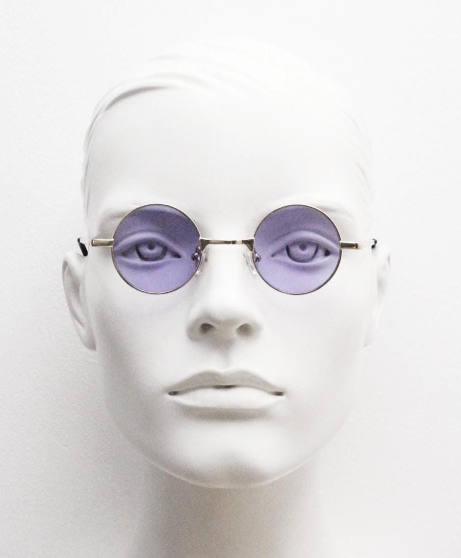 Kids 90s round vintage sunglasses. Rose gold metal frame with purple lenses. Childrens. John Lennon. Unused NOS. Full UV protection