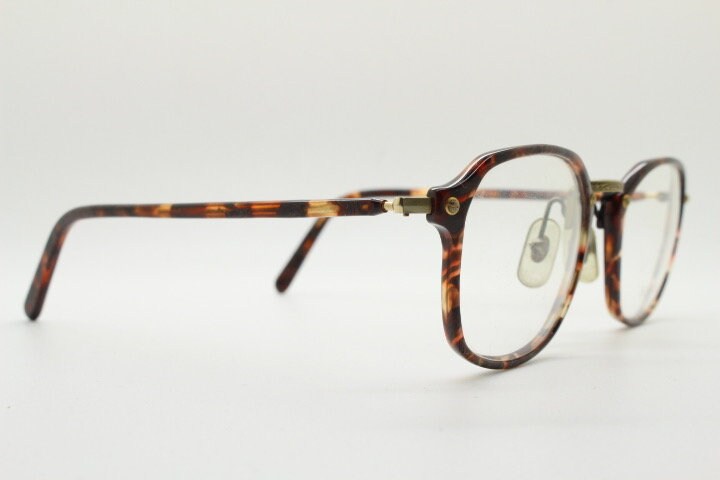 Faconnable 90s vintage rectangular eye glasses model Cliftland. Vibrant tortoise gloss acetate optical frame. Prescription. RX spectacles