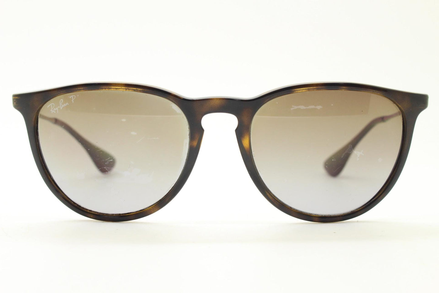 Ray Ban P horn rim sunglasses model 4171 made in Italy. Tortoise gloss lightweight frame with slim metal arms and graduating lenses. Vintage